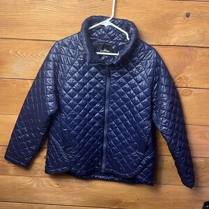 Sam Edelman Women's Diamond Quilted Zipper Jacket Navy Blue Lg Winter Zip puffer